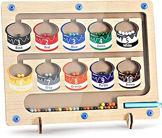 Magnetic Color and Number Maze Montessori Wooden Magnet Board Toddler Puzzles Toddler Counting Matching Activities Games Fine Motor Skills Toys for Preschoolers Boys Girls 3 4 5 Years Old