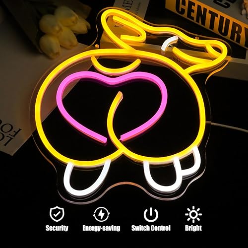 Miniatura 2 de Corgi - Letrero de neón, acrílico, 14.9 x 12.9 pulgadas, alimentado por USB, letrero decorativo moderno con corazón rosa para el hogar, decoración