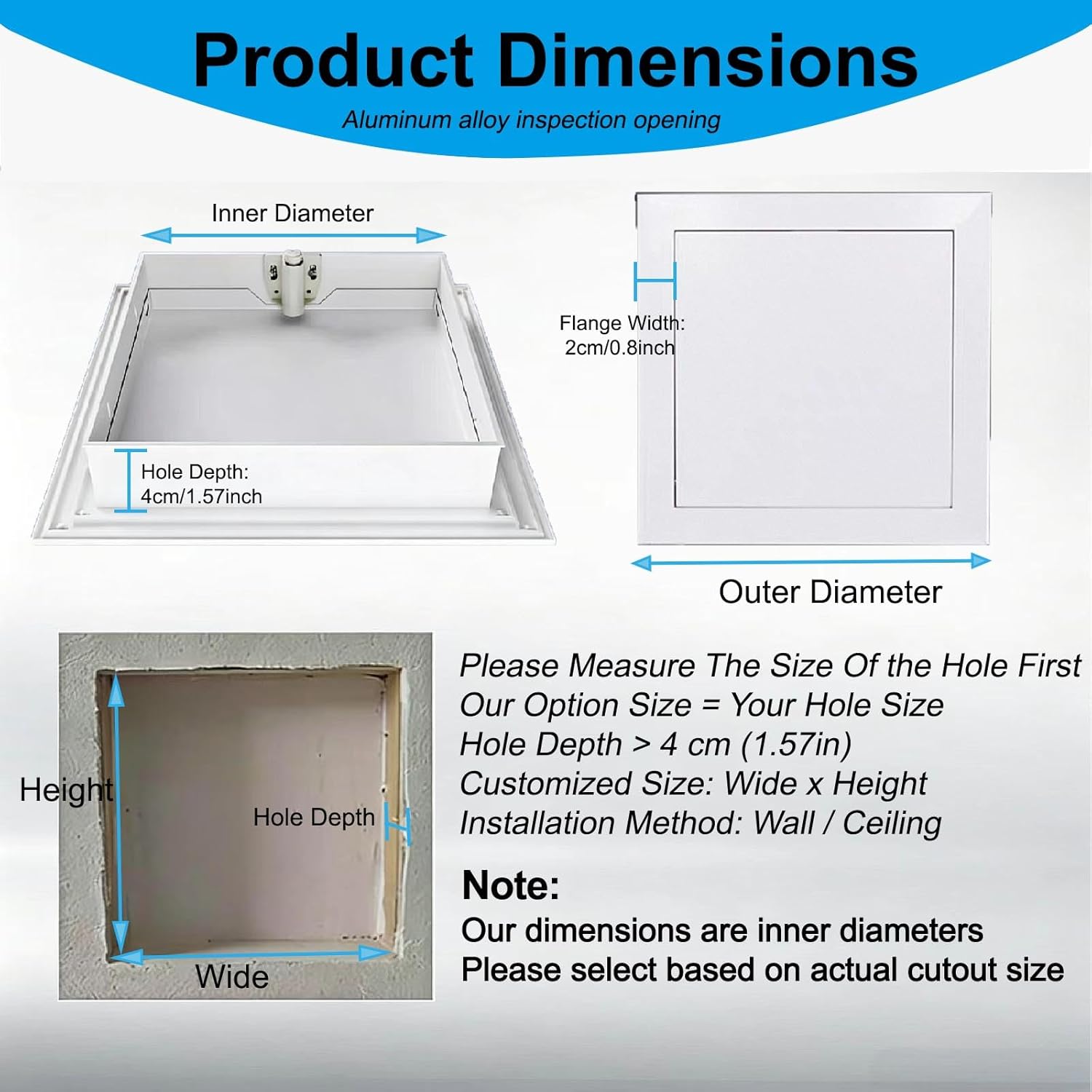 Wall Ceiling Attic Access Door Access Panel for Drywall Aluminum Alloy Wall Hole Cover Plate Push to Open Paintable Service Door for Plumbing Bathroom Services(Gray,16x17in/40.6x43.2cm)