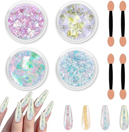 Allstarry 4 colores de copos de camaleón, polvo de pigmento de cambio de color brillante premium para resina epoxi, fabricación de vasos, proyectos