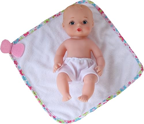 Muñeca de baño Baby's First de 9 pulgadas Skin-So-Soft para bebé, manta de baño rosa