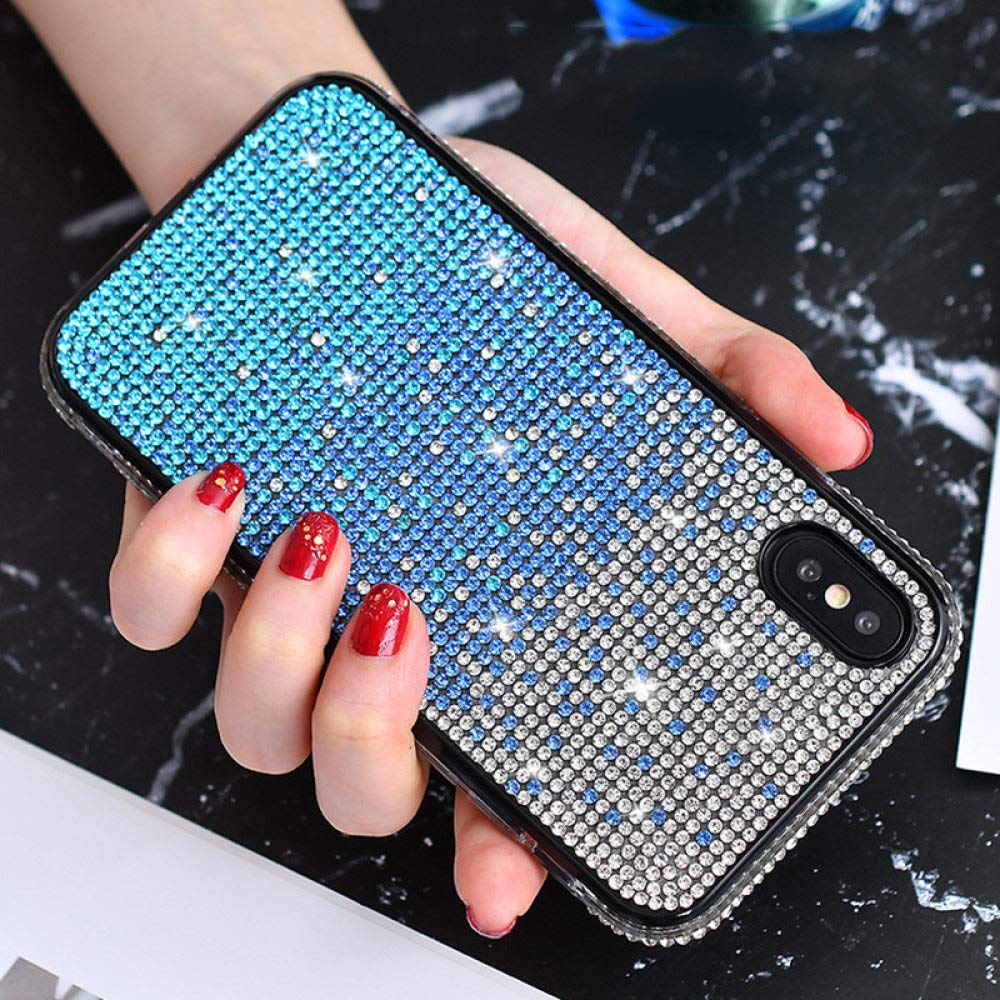 For IPhone 12 Pro Max Diamond Gradient Glitter Plated TPU Phone Case(Blue - View #13