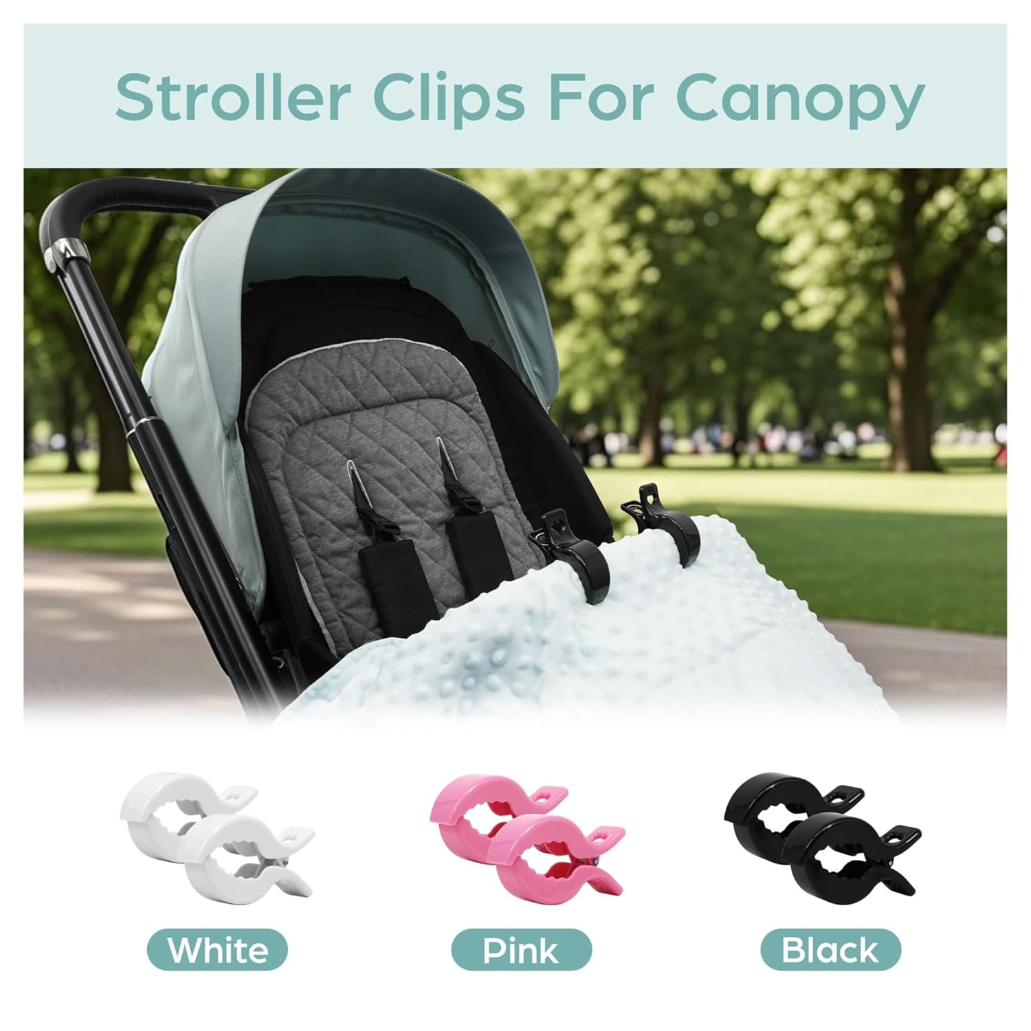 Stroller Clips 18 Pcs Multicolor Baby Stroller Clips Crocodile Anti-Drop Clamps for Blankets,Universal Pram/Car Seat Accessories(Pink)