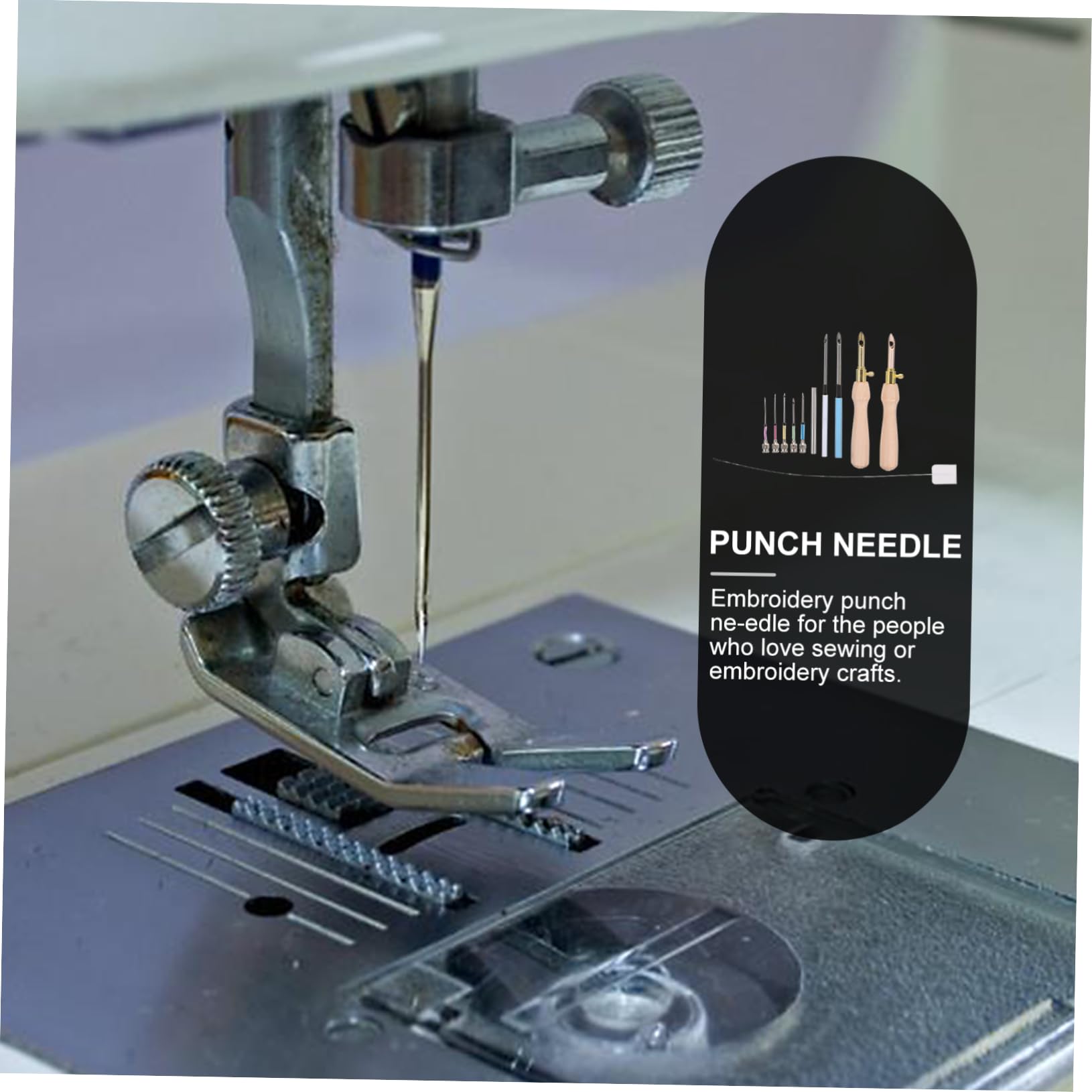 Lurrose 4sets Aghi per Ricamo Punch Needle con Infilatore Kit per Cucito e Creativi per Decorazioni di Tessuti Cuscini e Progetti Manuali