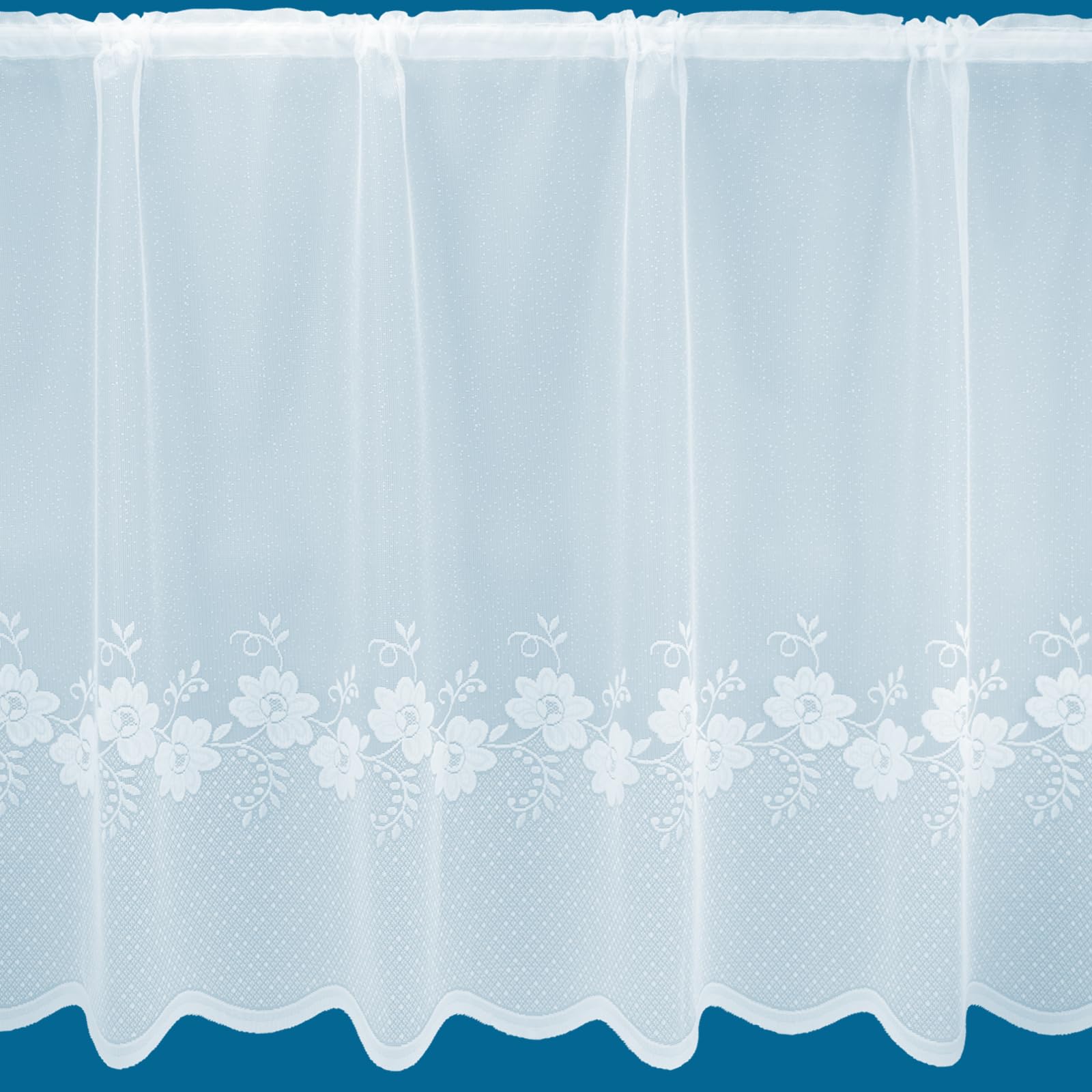 Netcurtainsuk White Millie Floral Base Design Net Curtain Sold By The Metre (81" (205Cm))