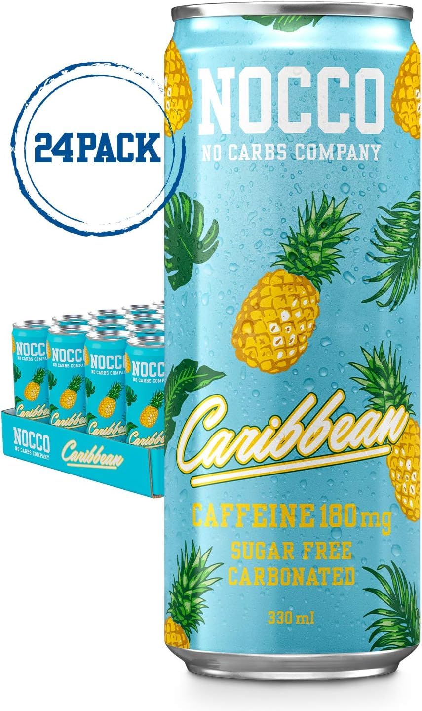 NOCCO BCAA Caraïbes 12 x 330 ml | Proteinreiches Energy - Obtenez des vitamines et du café boostés | Kohlensäurehaltige Sportgetränke für Muskelleistung et - régénération