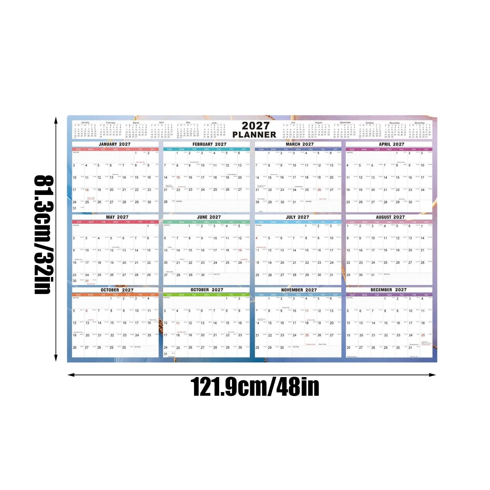 Calendrier mural annuel 12 mois vertical/horizontal