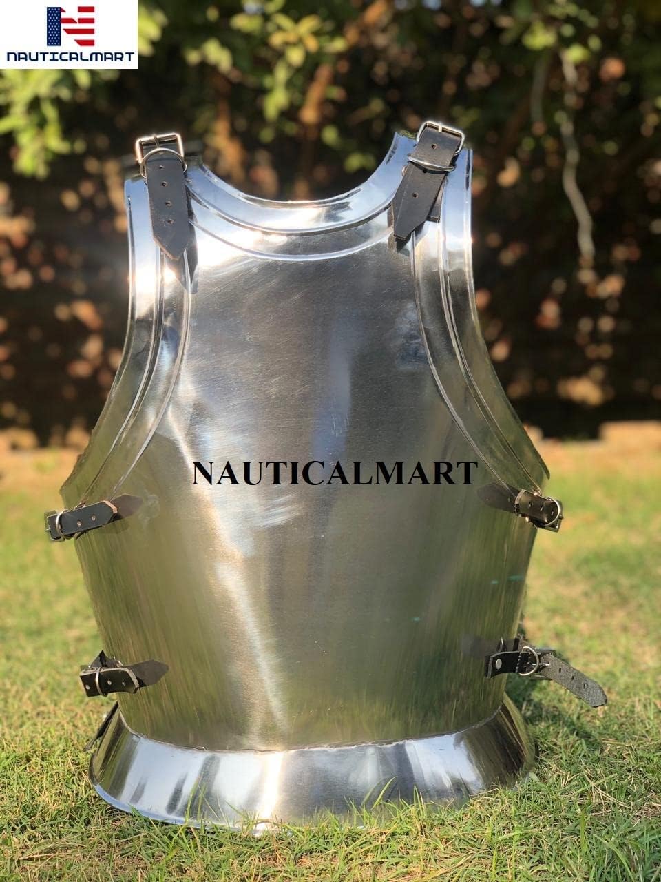 NauticalMart Medieval Warrior Breastplate Chestplate custom Steel Silver Finish Wearable Knight Body Armor Cuirass Halloween Cosplay Reenactment Costume