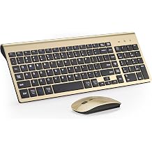 Wireless Keyboard and Mouse Ultra Slim Combo with Dual System - Gold Black
