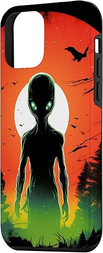 Vista 29 de iPhone 14 Pro Cute Green Alien Head UFO Space Face Alien Case