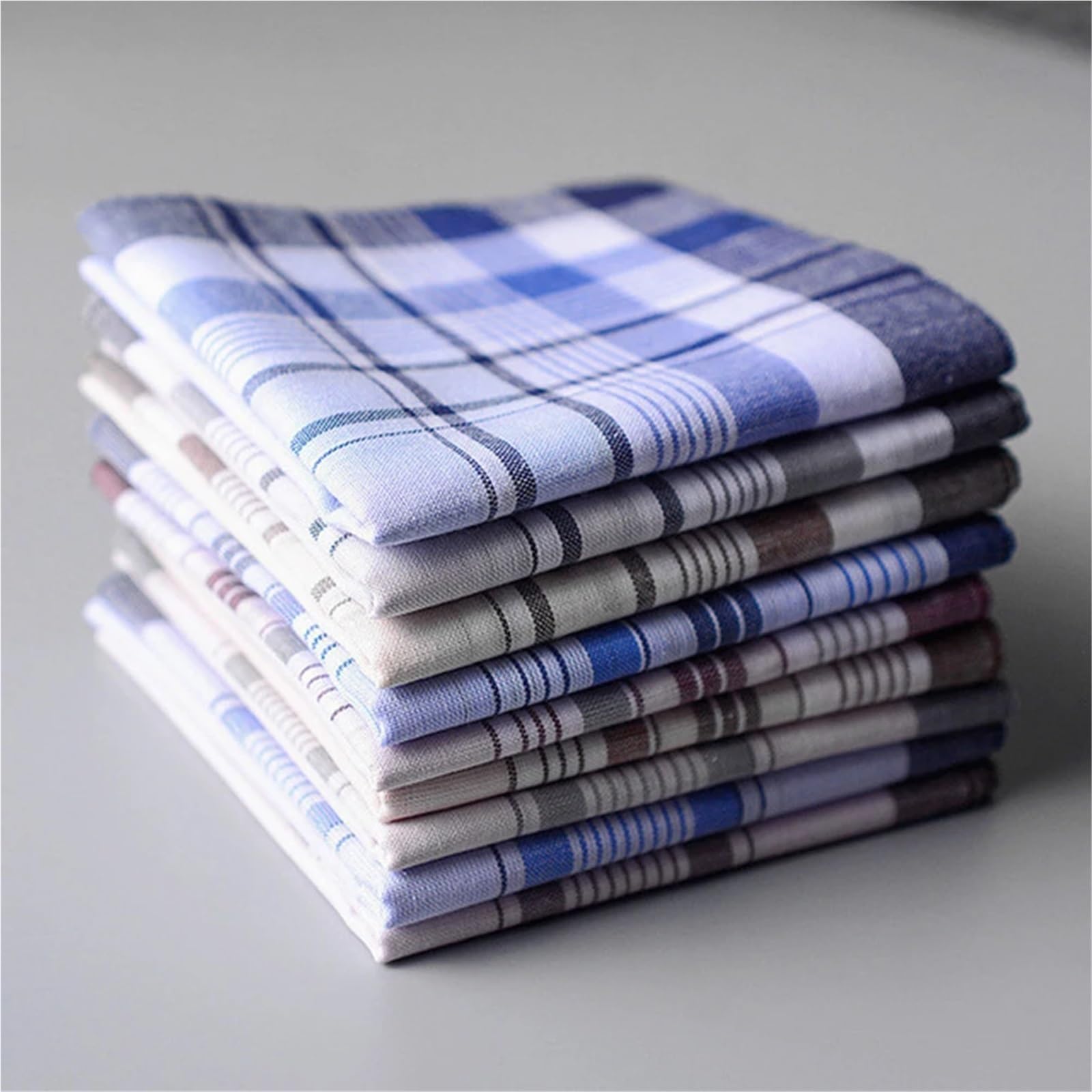 10 Stück Quadrat Plaid Streifen Taschentücher Männer | Vintage Taschentücher aus Baumwolle Hochzeitsfeier 38 cm