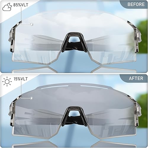 Vista 137 de OULAIQI Cycling Sunglasses Polarized Sunglasses for Cycling Men Women with 1 Lens or 3 Interchangeable Lens Baseball Glasses