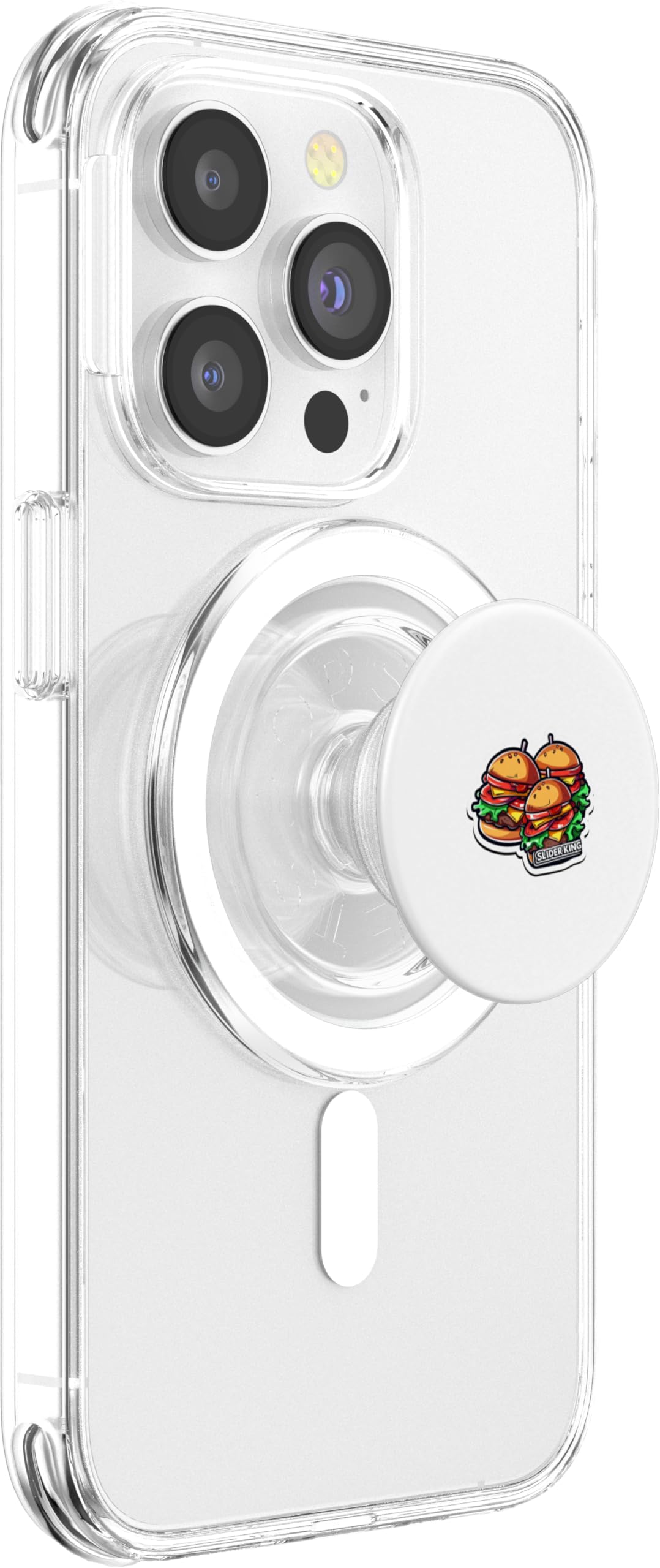 Slider King Cheese Burger Foodie Funny Hamburger Lover Fresh PopSockets PopGrip for MagSafe, Clear - Image 4