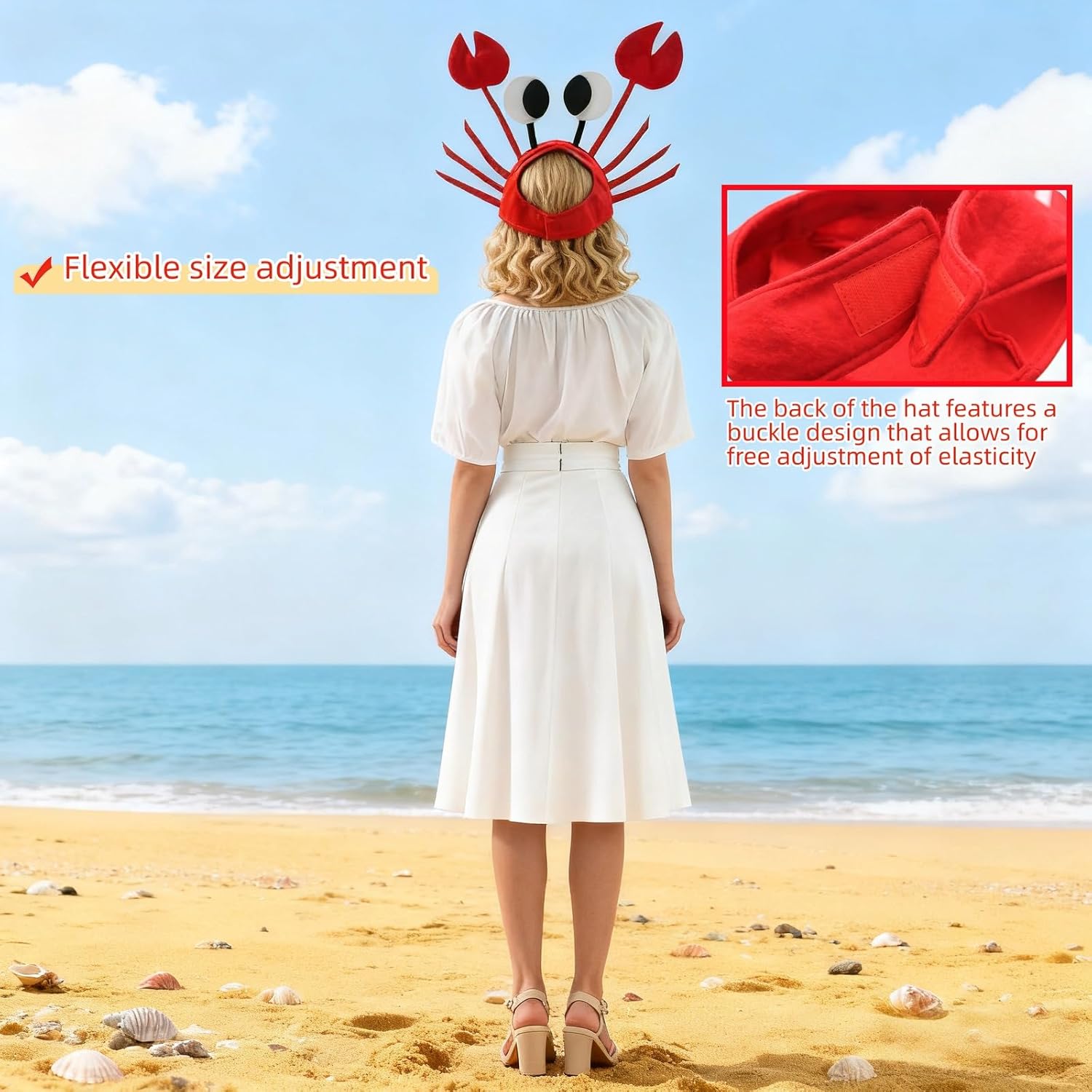 Btolin 3D Crab Hat with Movable Claw Gloves,Party Props,Funny Lobster Crab Costume Accessory for Halloween Christmas Party - Image 8