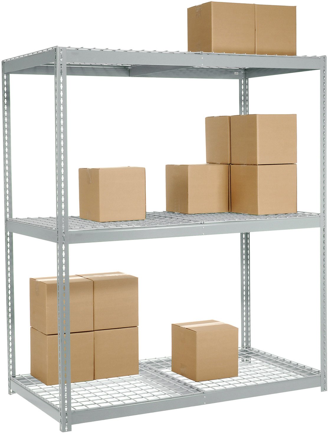 Nexel 3-Shelf Wire Deck Bulk Rack, Gray Finish, 48"W x 24"D x 60"H