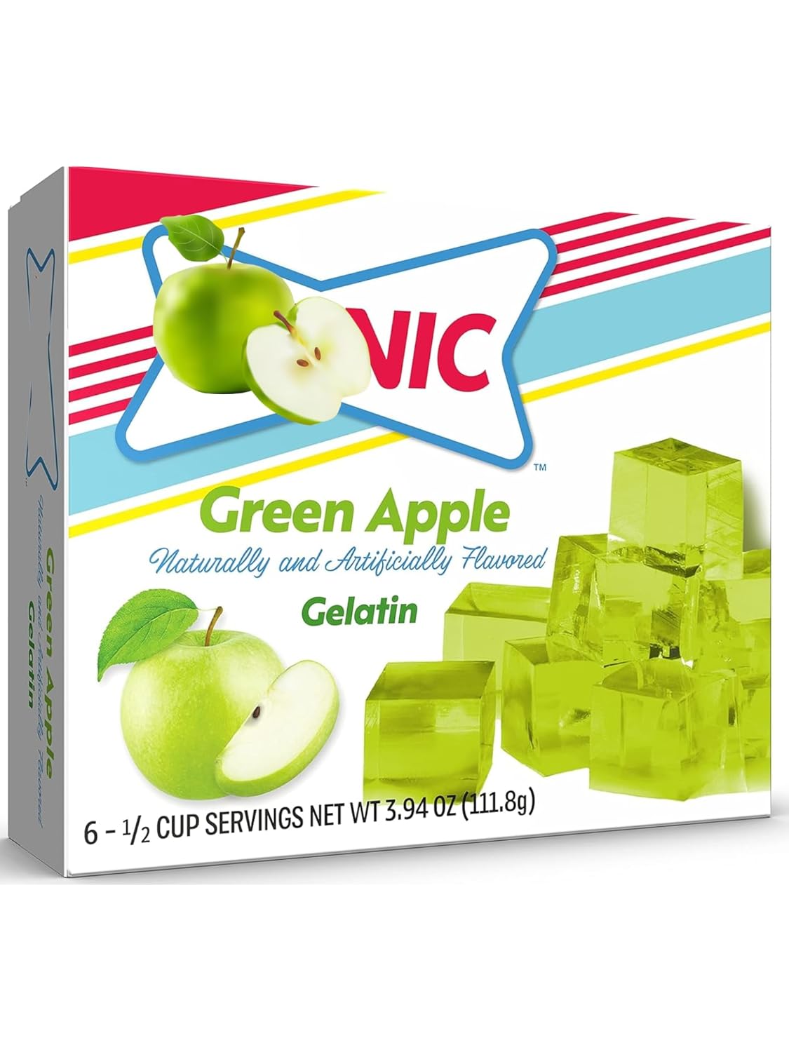 Green Apple Flavored Gelatin Mix, 3.94 Ounce, Bundle, (6 Packs), by Litezout
