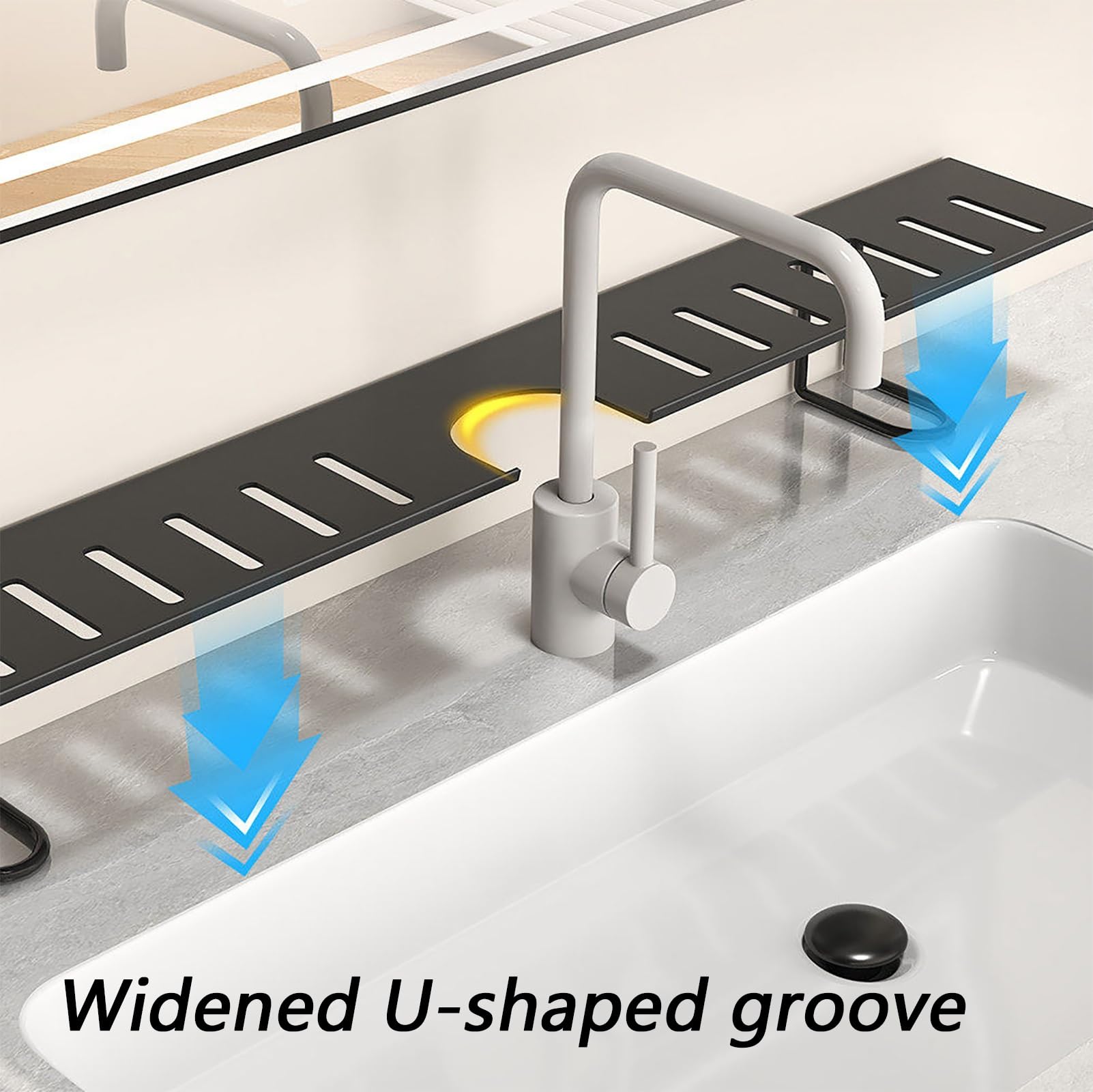 Waschbeckenablage, Waschbeckenregal Über Wasserhahn, Guter Wasserablauf, Bohrfreie Montage(White,70cm/27.5in)
