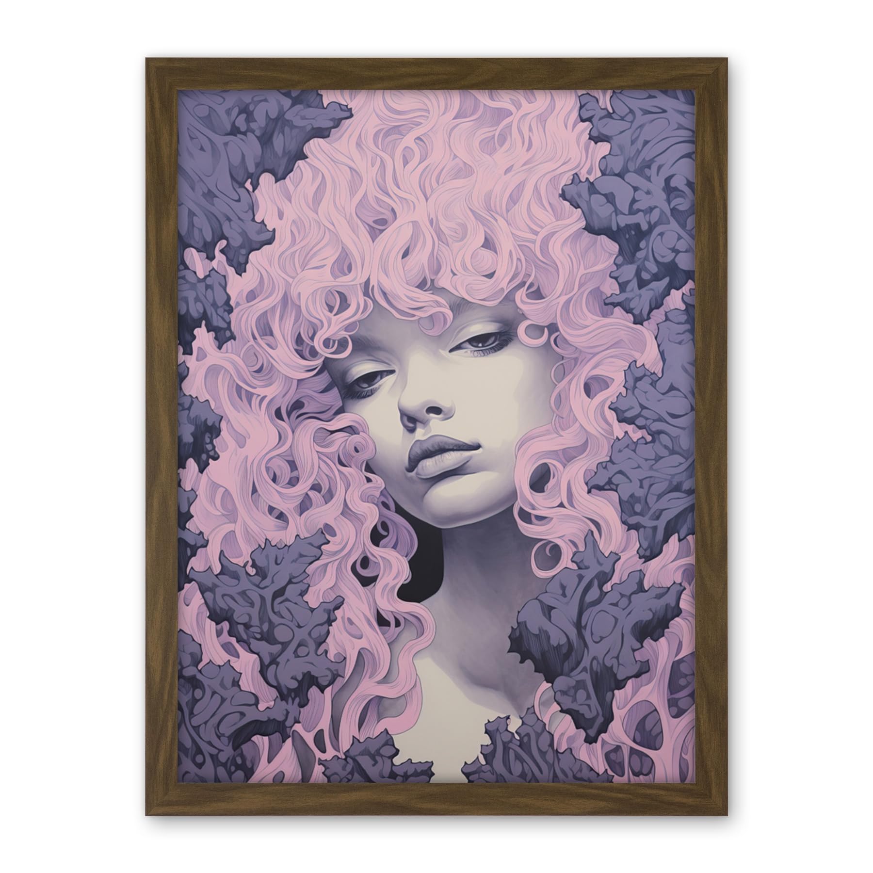Artery8 Tree Nymph Lavender Purple Pink Woodland Forest Spirit Conceptual Artwork Framed Wall Art Print 18X24 Inch