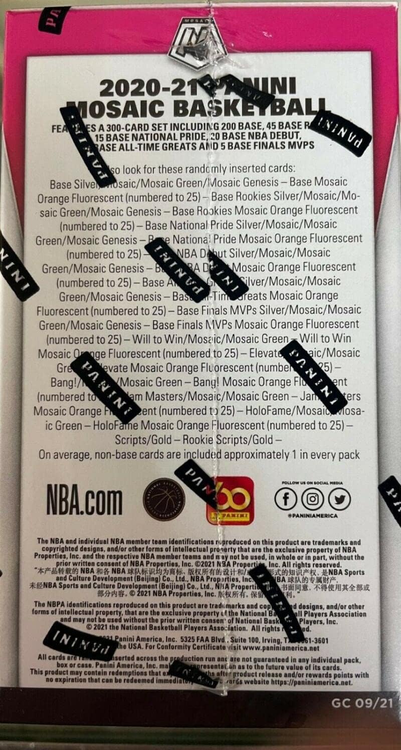 2020-21 Panini Mosaic NBA Basketball Factory Sealed Blaster Box 8 Packs of 4 Cards. Find 4 Mosaic Prizms.