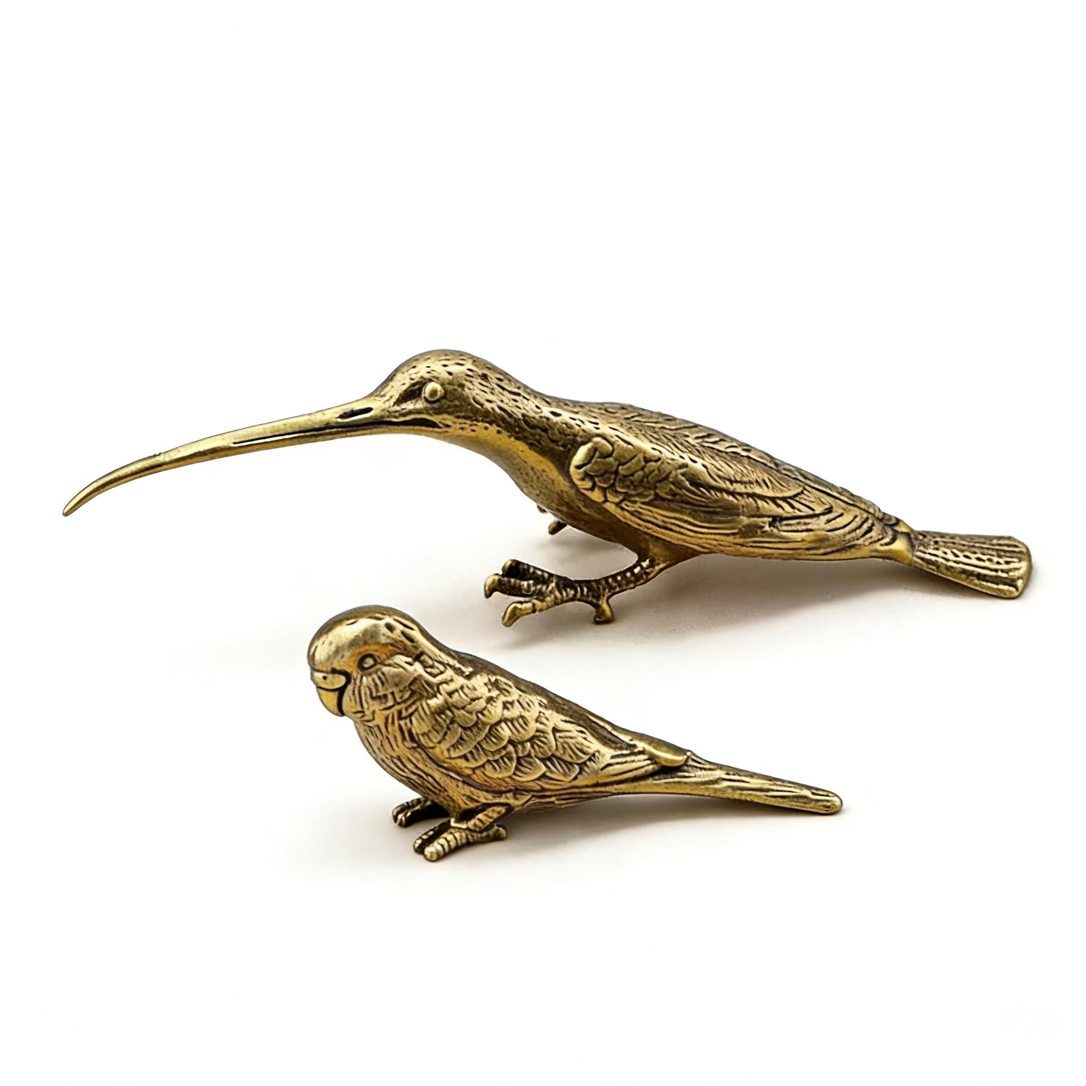 Mini statues d'oiseaux en métal lot de 2 figurines cadeau déco idéal