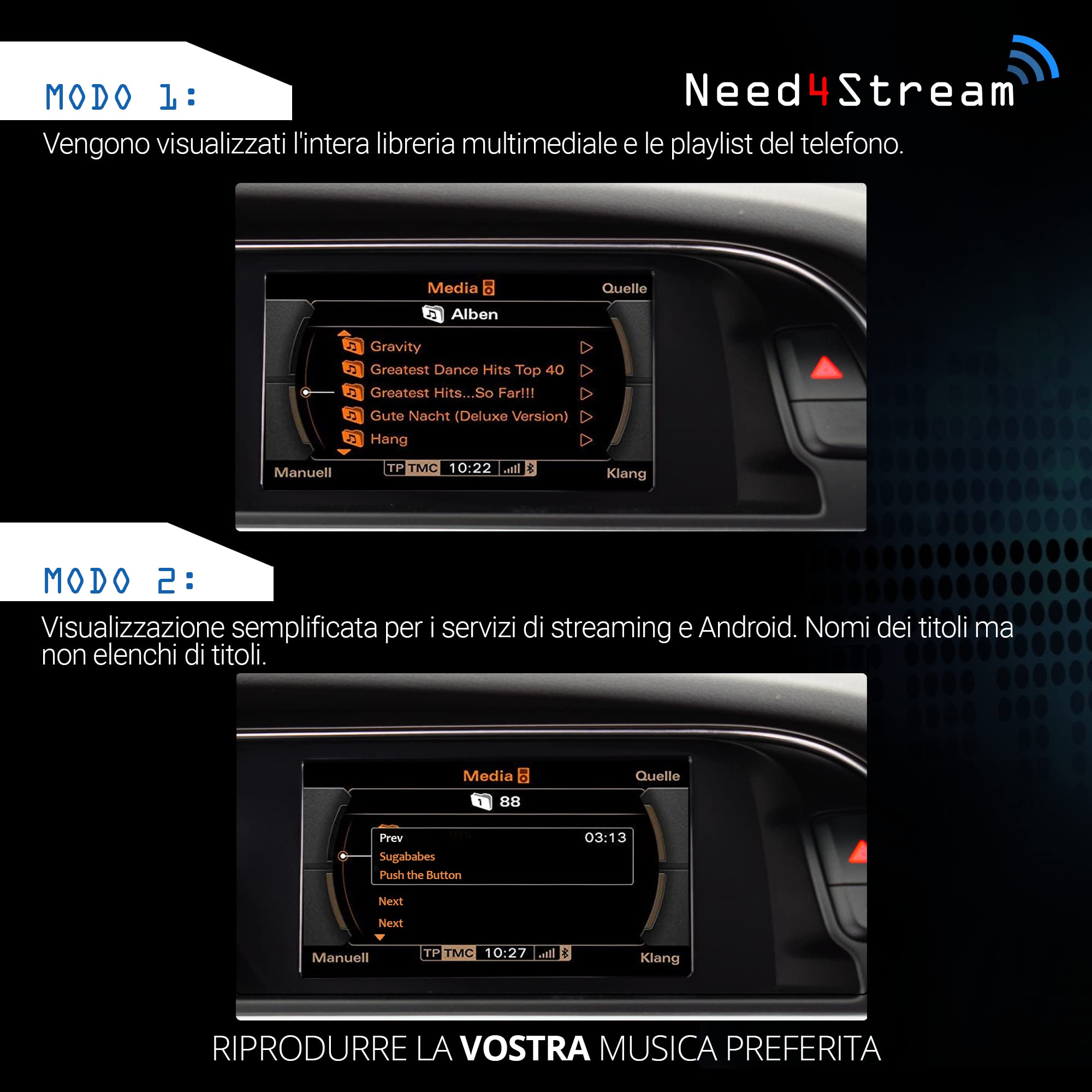 N4S300A_2G AD2P - Interfaccia audio Bluetooth con lista dei titoli, compatibile con Audi MMI 2G, Audi Music Interface AMI adattatore, compatibile con iPhone e smartphone Android