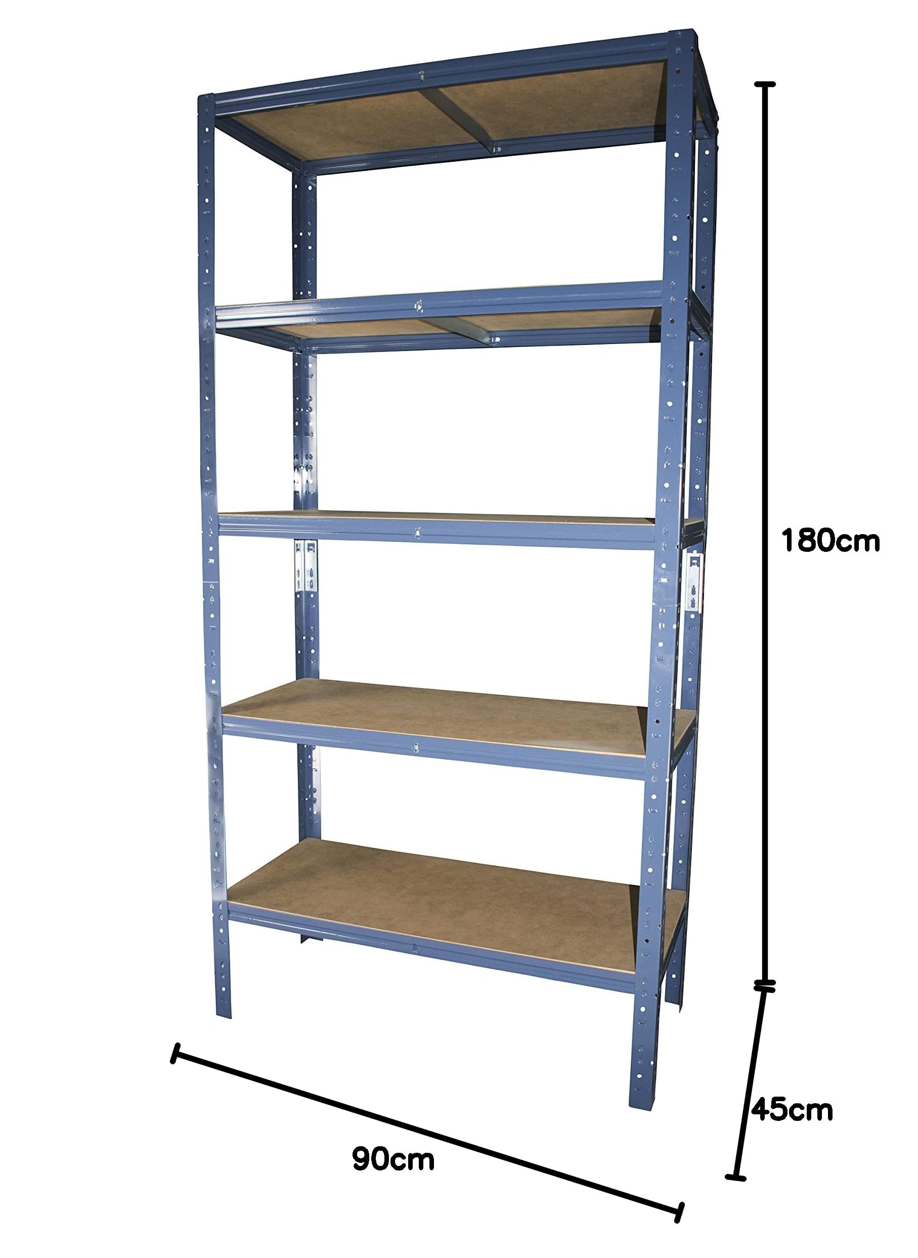 shelfplaza Home 180x90x45cm regał metalowy niebieski: 5x175kg