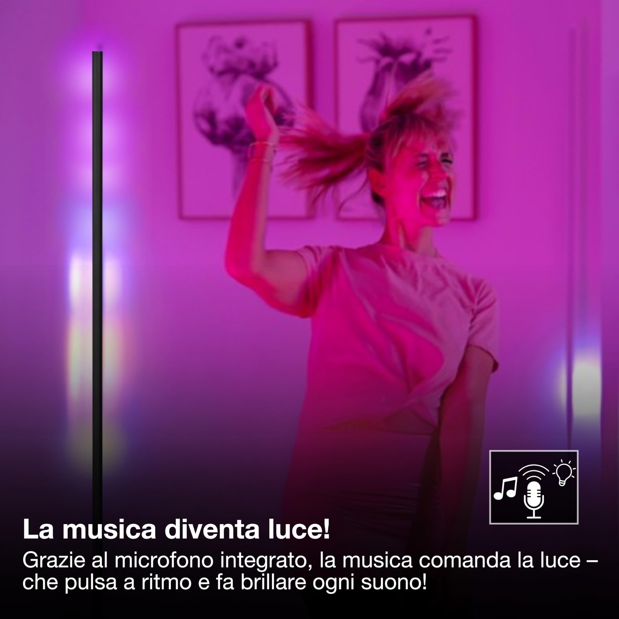 LEDVANCE SMART WIFI lampada da terra intelligente e moderna per illuminazione indiretta con tecnologia WiFi e Magic RGB; dimmerabile; argento; alluminio; lampadina non sostituibile