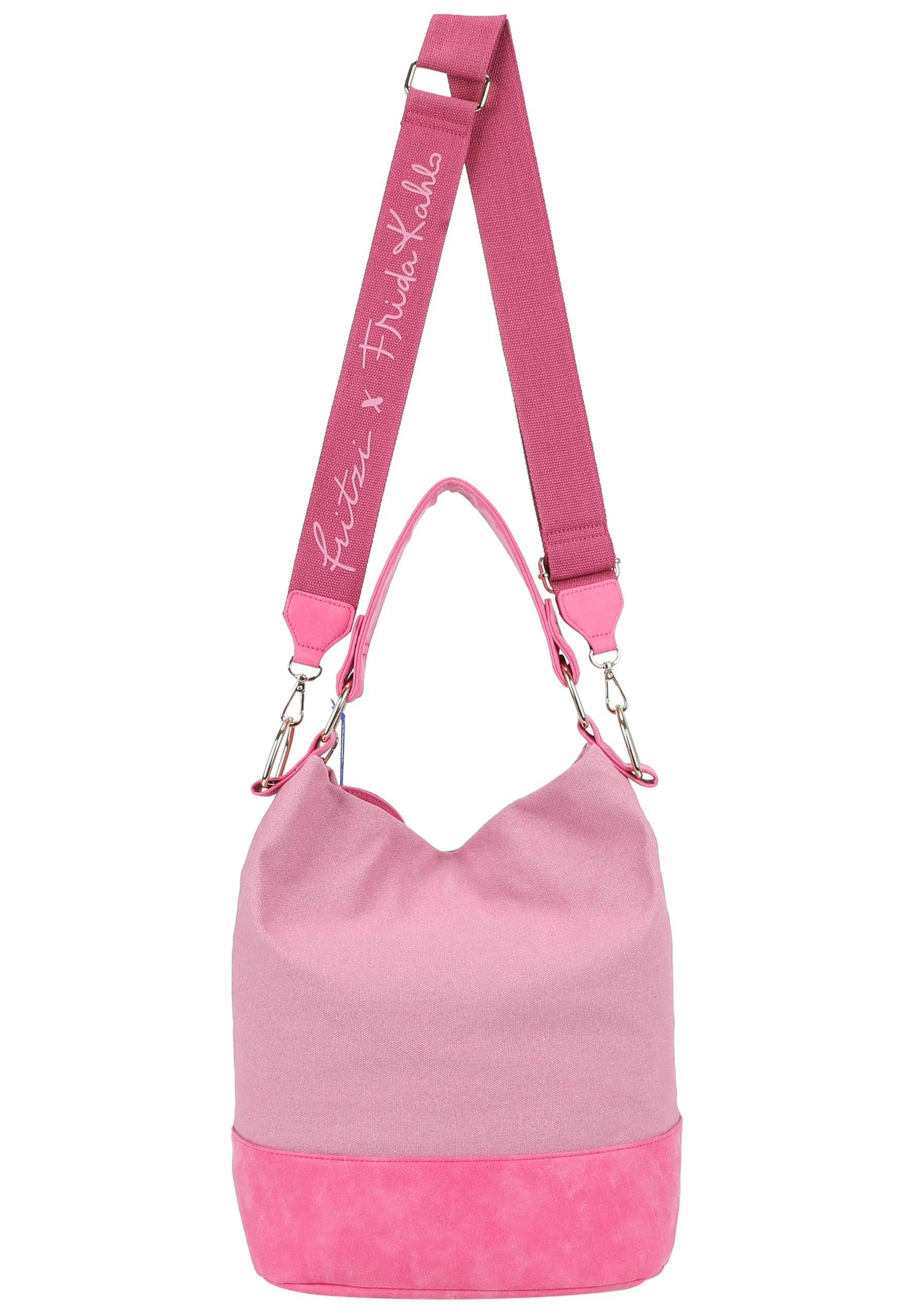 Fritzi x Frida Kahlo Izzy07 Limited Canvas Hobo Bag Damen Schultertasche Umhängetasche Handtasche Freizeit Alltag Arbeit Festival Magnetverschluss 37 x 27 x 17 cm – Türkis, Rosa, Lila, Beige, Pink