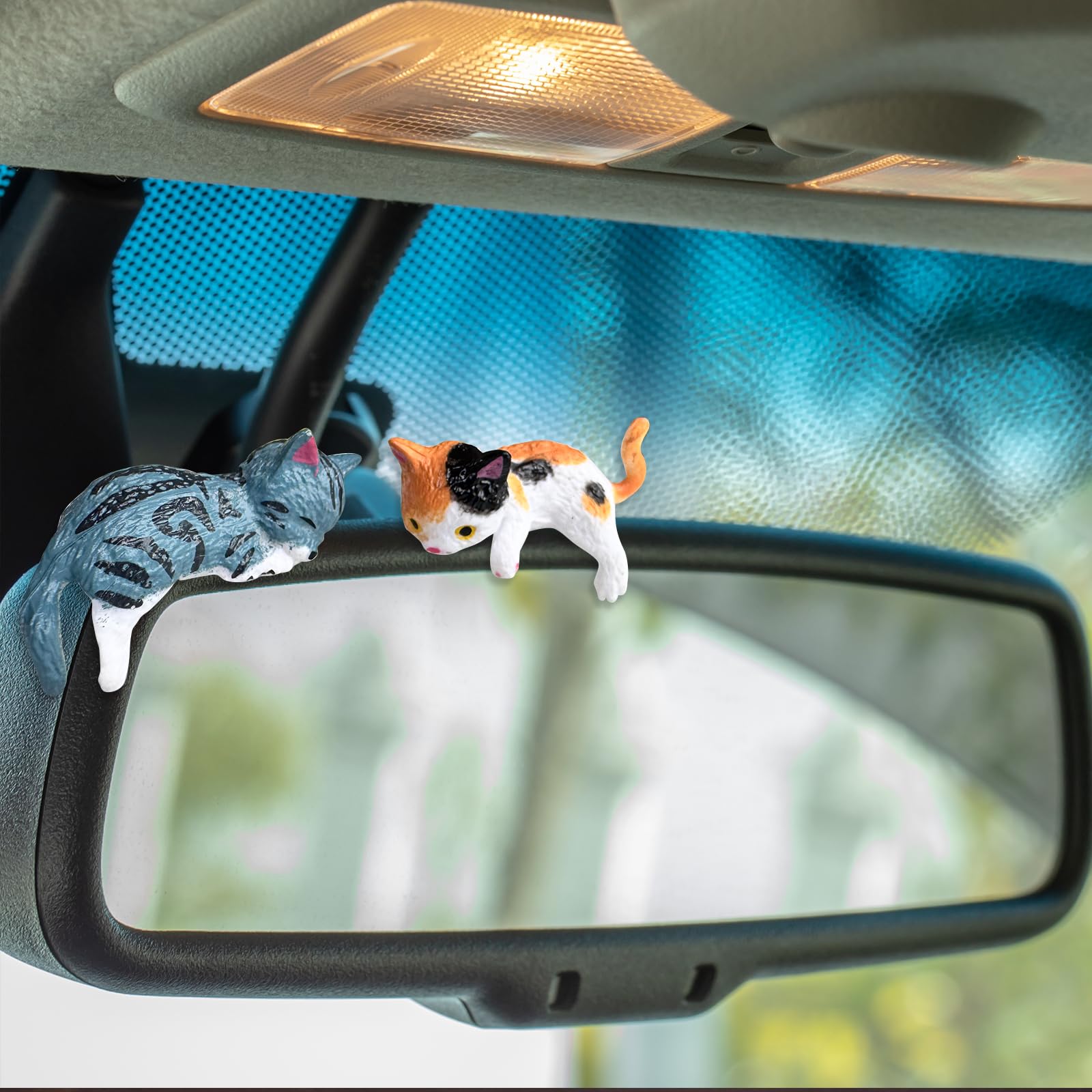 Accessori per Interni Auto Gatto, Decorazioni per Cruscotto, 5PCS Carino Divertente Decorazioni Auto, Ornamento per Specchietto Retrovisore Regalo per Donne Ragazze Uomini Ragazzi