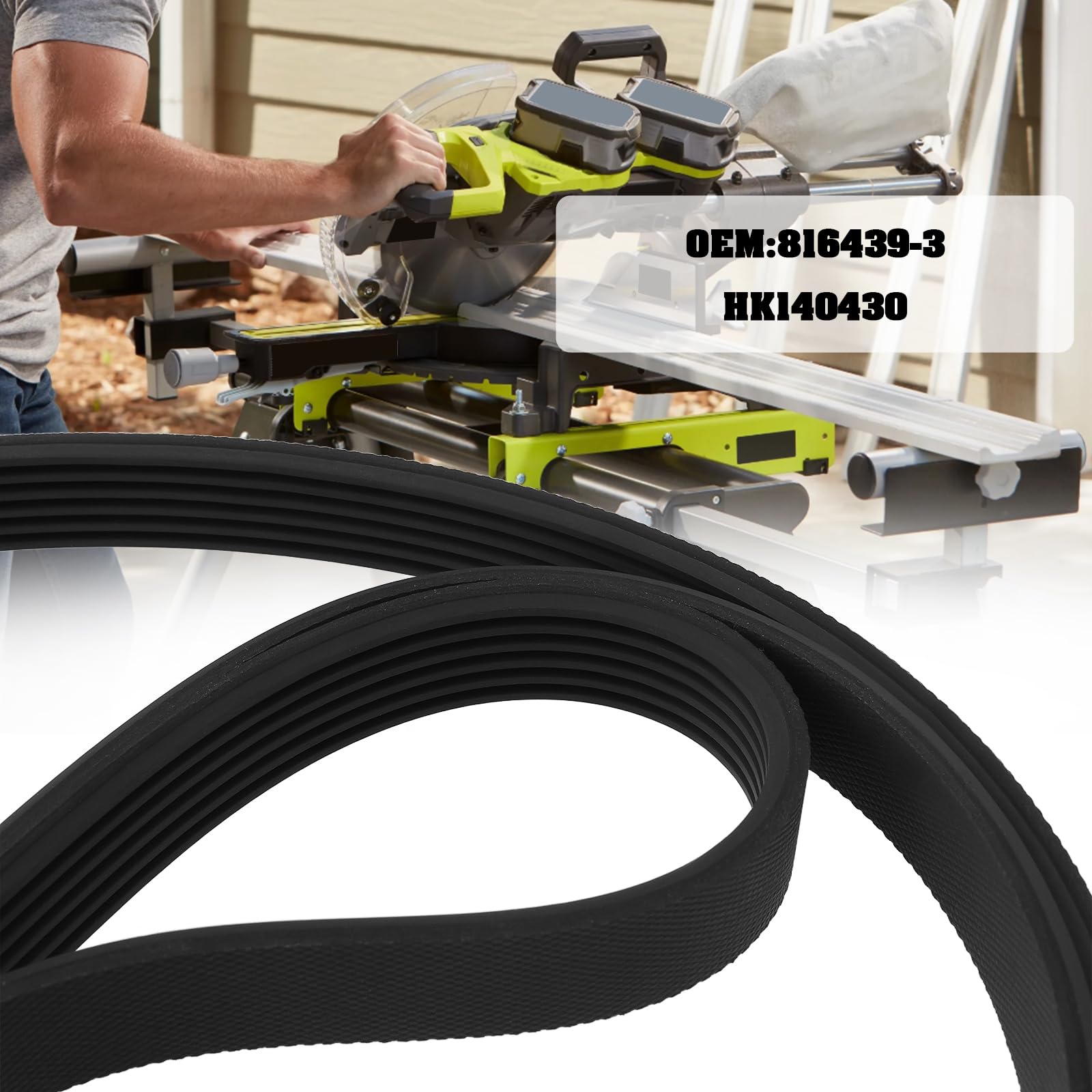YINETTECH 1pc Table Saw Drive Belt 6 Ribs 42Inch Long 816439-3 HK140430 Compatible with Ryobi Compatible with Ridgid TS3650 TS3660 TS24120 - Image 2
