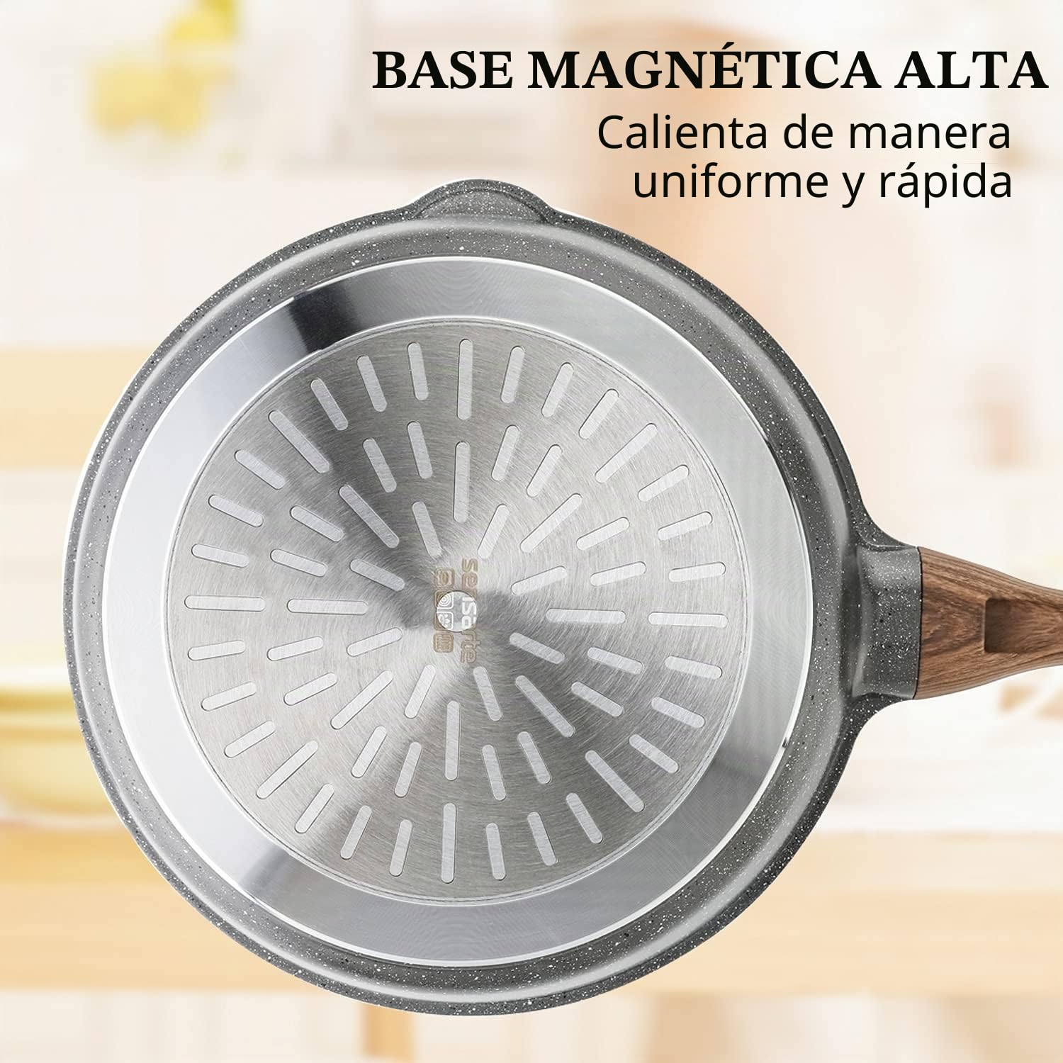 SENSARTE 28cm Sartén Antiadherente, Sartén Profunda con Tapa | Revestimiento de Granito Suizo, Sartén de Piedra Saludable, Utensilios de Cocina, Apta Inducción, Mango Resistente al Calor