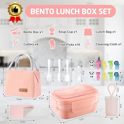 Miniatura 8 de Lonchera Bento para niños, lonchera Bento para adultos, a prueba de fugas, para niños, adolescentes, escuela, contenedores duraderos con bolsa de