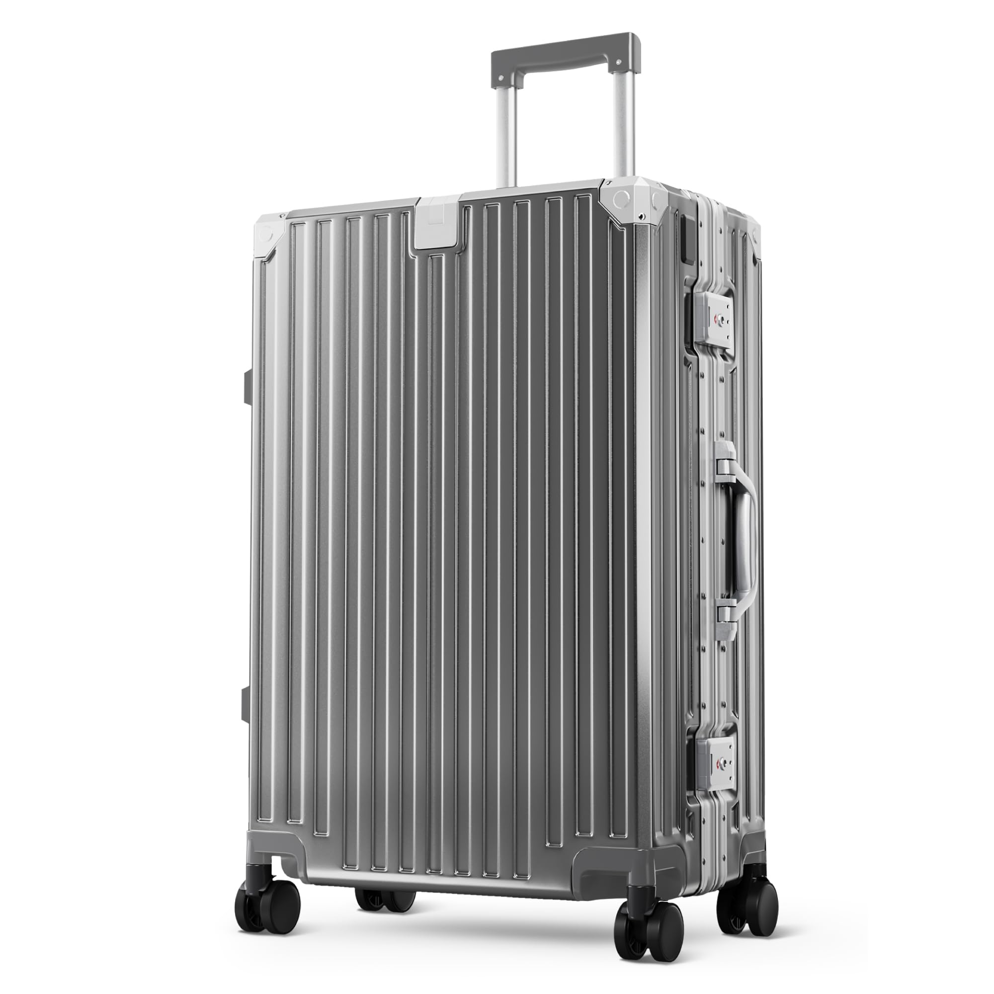 ALPHA CAMP Koffer L mit TSA Schloss Koffer Groß Grau Reisekoffer Reise 65L | 44x26.5x66CM Hartschalenkoffer mit Rollen Suitcase Polycarbonat Aluminium Rahmen Koffer Groß Rollkoffer Luggage für Reise