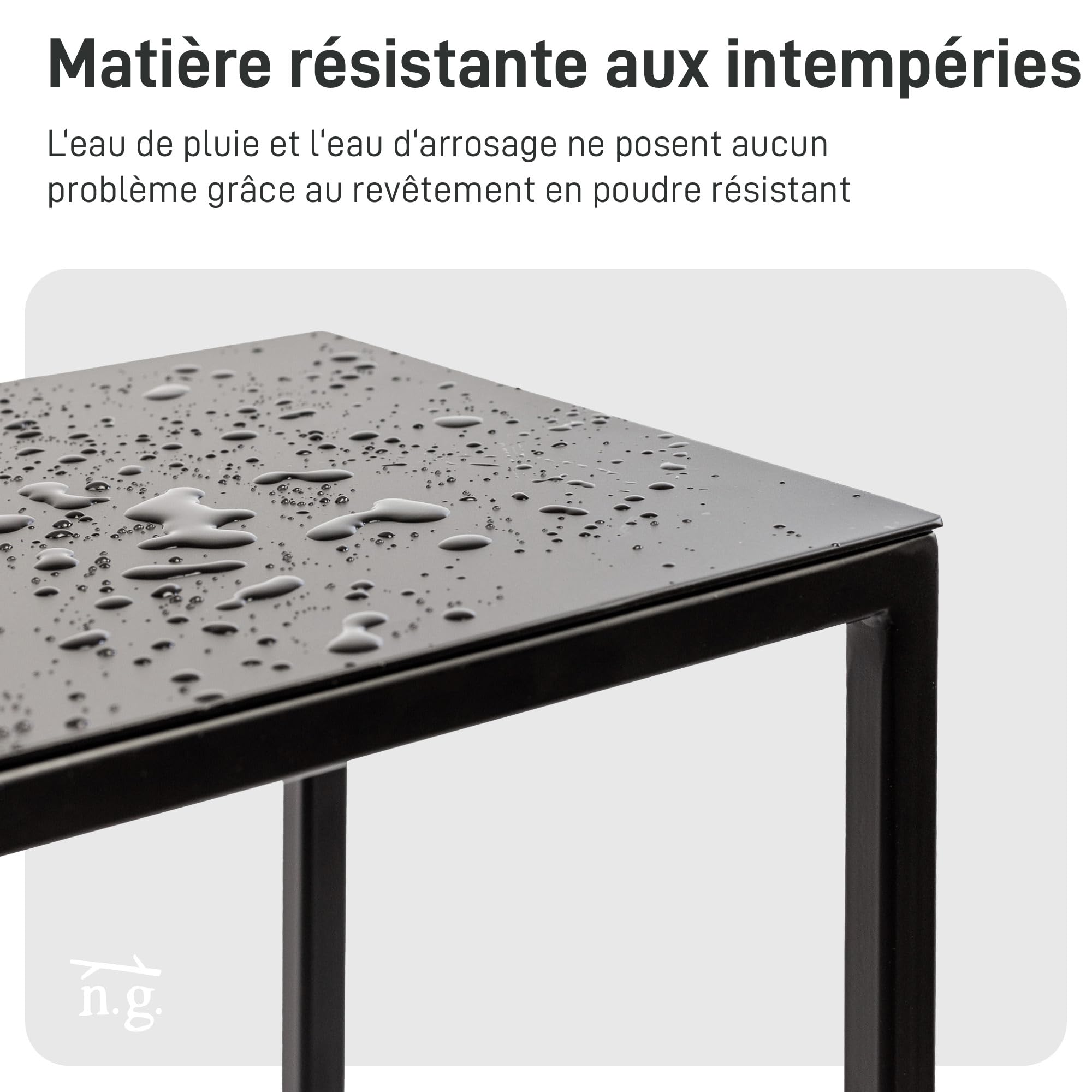Natural Goods Berlin 1x support pour plantes RECHTECK, tabouret à fleurs carré en métal, pour l'intérieur et l'extérieur, table d'appoint, résistant aux intempéries (Noir, 70cm)