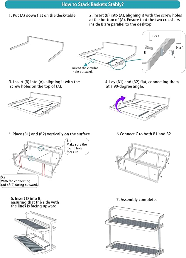 Organizador de Baño de 2 Niveles para Espacios Pequeños, Estante de Maquillaje con Bandeja, Blanco y Negro (Negro) miniatura 9