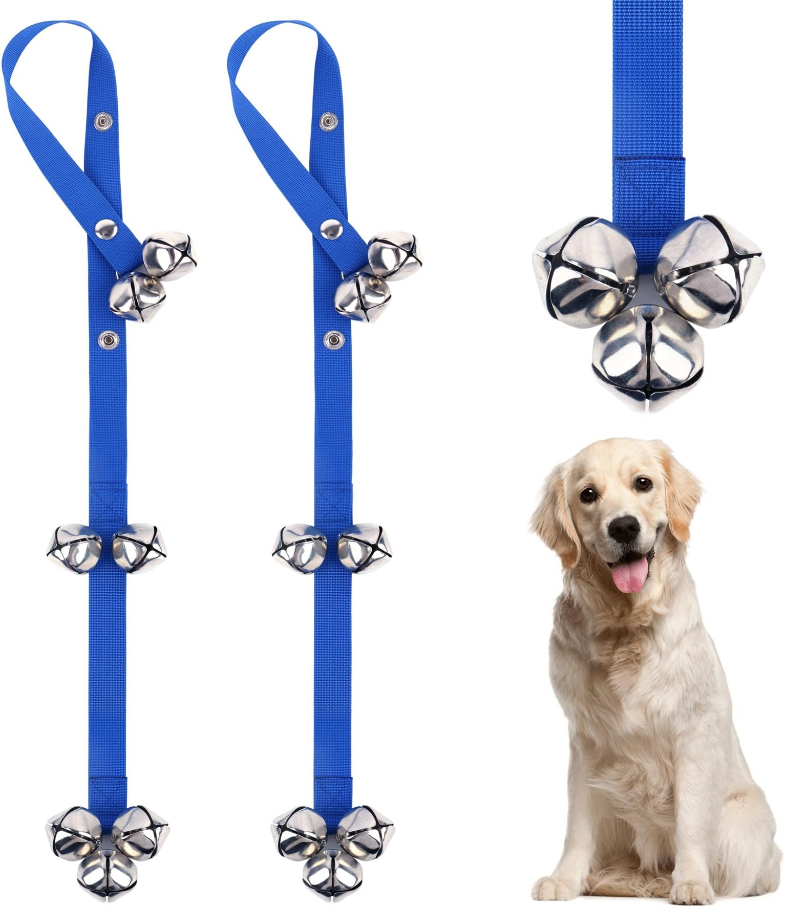 Alinana 2 Pack Dog Doorbells Premium Quality Training Potty Dog Bells Snaps Adjustable Dog Bell for Door Potty Training - 7 Extra Large Loud 1.5 DoorBells