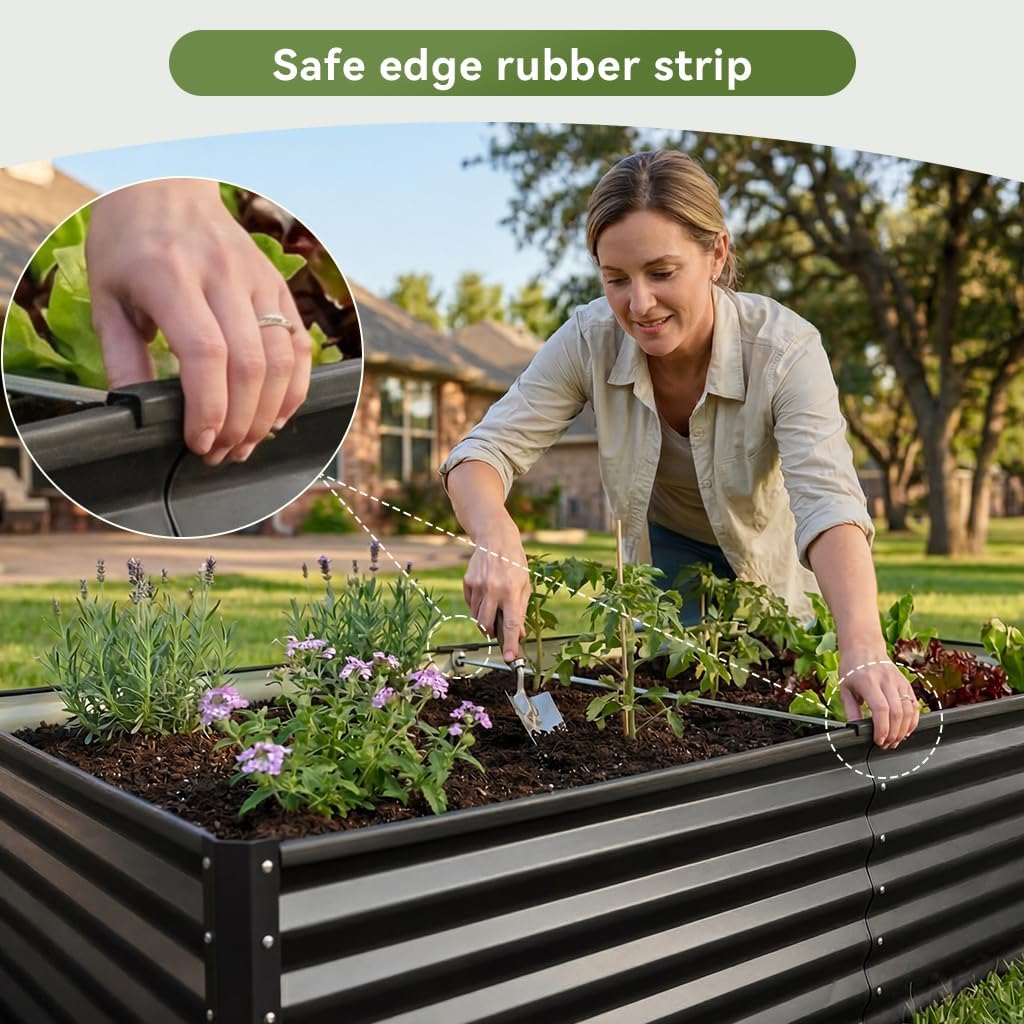 COMHOMA 2 Pack Galvanized Raised Garden Bed,6x3x2ft Large Metal Planter Box for Outdoor Vegetables,Corrugated Steel Herbed Plants Container,Extra Deep Gardeners Kits with Open Bottom