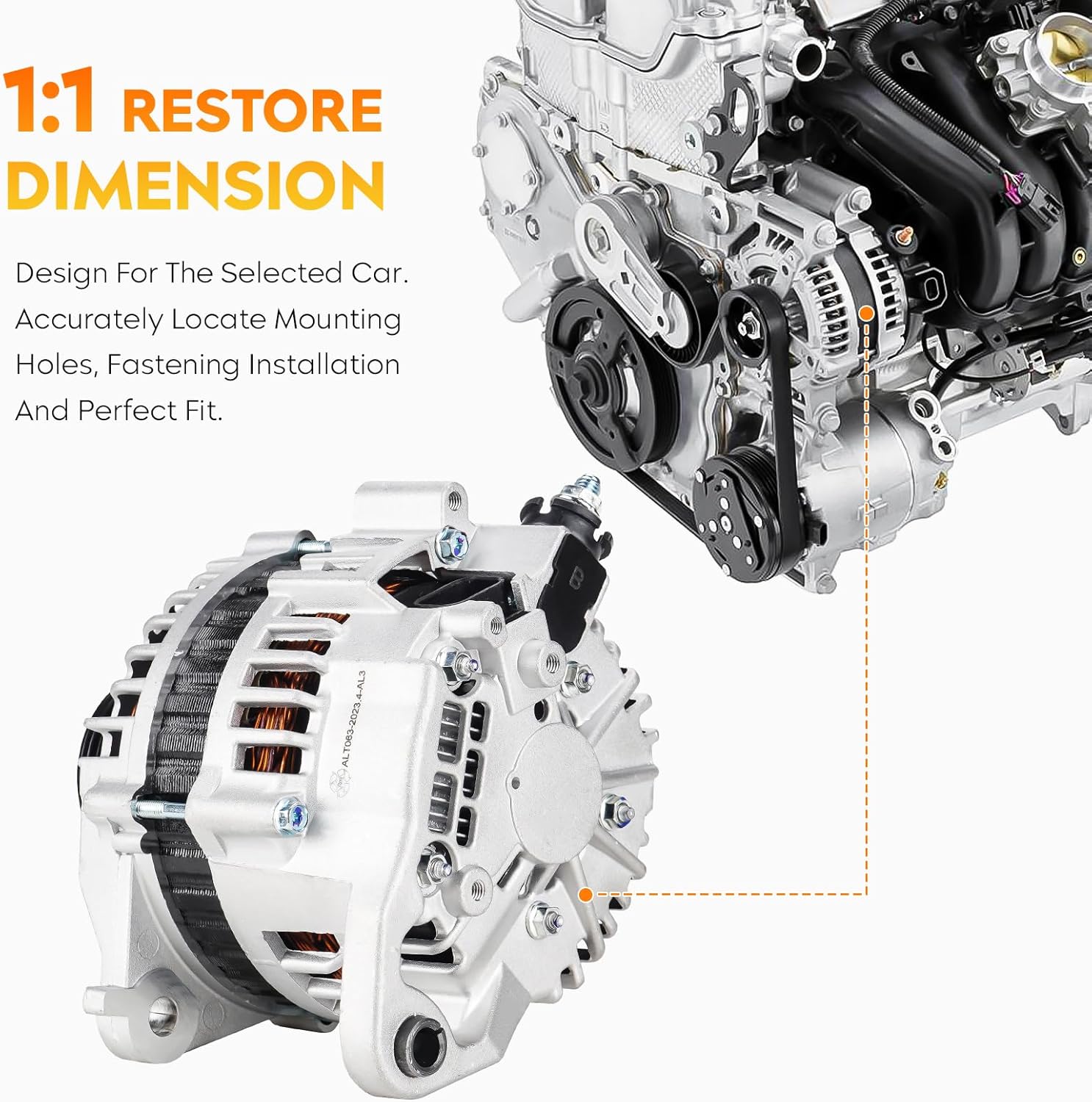 New Alternator for Nissan Sentra 2002 2003 2004 2005 2006 1.8L 1.8 L4, 23100-4Z400, 23100-4Z40B, LR180-769, LR180-769B, LR180-769F, 400-44100