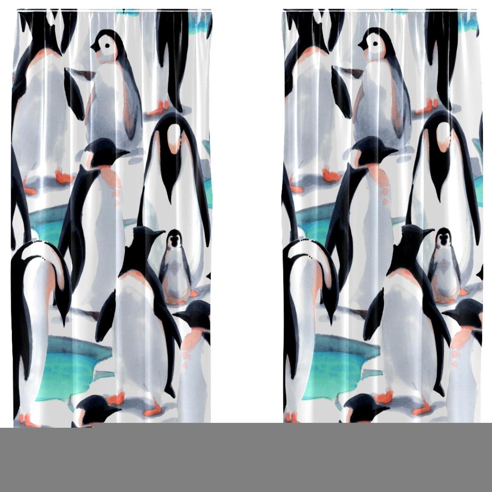 Cortinas opacas de pingüinos en microfibra juego de 2 paneles con medida de 55x84 pulgadas