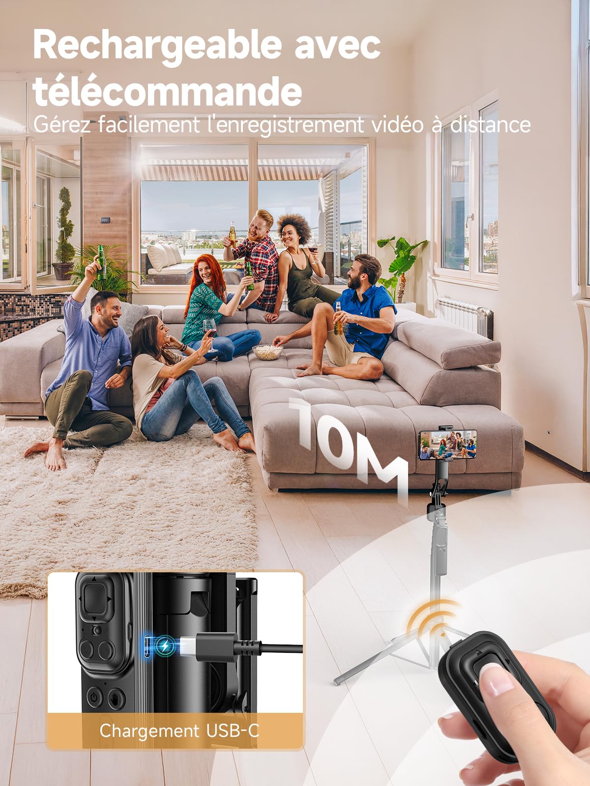 Trepied Suivi Automatique, Rollei Stabilisateur & Perche Selfie Smartphone