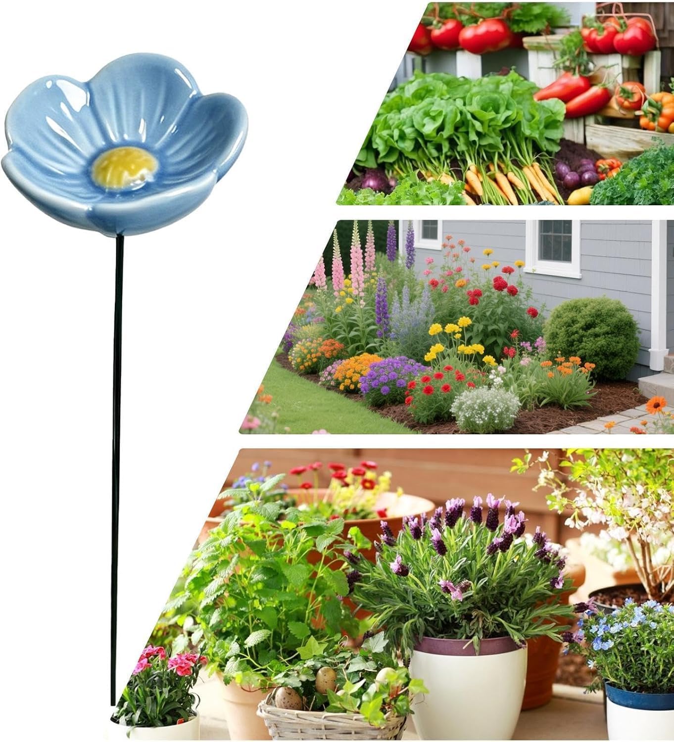 Blüte Bienentränke Für Den Garten, Insektentränke Bienenbar Wassertränke Mit Stecker Kreative Blüte Gartenstecker Garten Geschenk Futternapf Für Innenhof, Außenbereich, Terrasse, Balkon (Weiß)