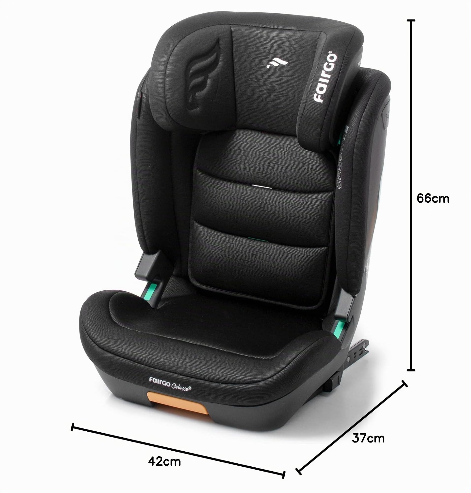 BABYAUTO - Silla de coche i-Size FAIRGO - COLOSSO: Para niños de 100-150 cm (3.5-12 años) - Máxima Seguridad, Confort y Diseño Elegante - Protección Lateral y Adaptabilidad a Medida. Color Black Sand