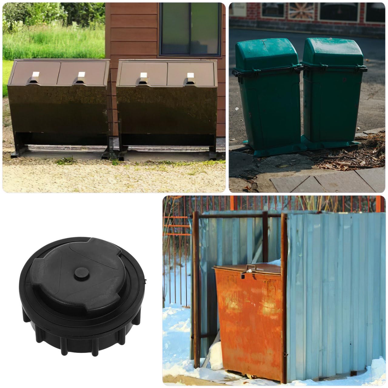 STOBAZA Bouchon Universel Pour Poubelle Extérieure 2.76X2.76X1.26 Pouces Avec Bague D'Étanchéité Étanche Anti-Fuite Résistant Aux Intempéries Facile À Installer Pour Conteneur Poubelle 660L Extérieur