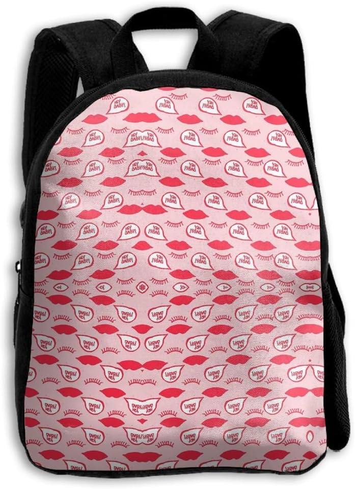 Lips Eyelash Wink Boys Girls Popular Printing Toddler Kid Pre School Backpack Bags Lightweight