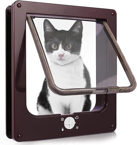 Sailnovo Solapa de puerta para gato XL (tamaño exterior 11 x 9.8 pulgadas), solapa de gato con bloqueo de 4 vías para puertas interiores y