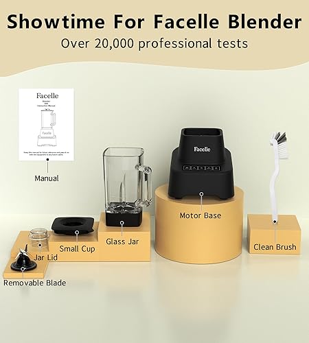 Miniatura 6 de Batidora de batidos, licuadora de encimera Facelle para cocina, licuadora de vidrio de 55 onzas para batidos y batidos, Licuadora, licuadora de