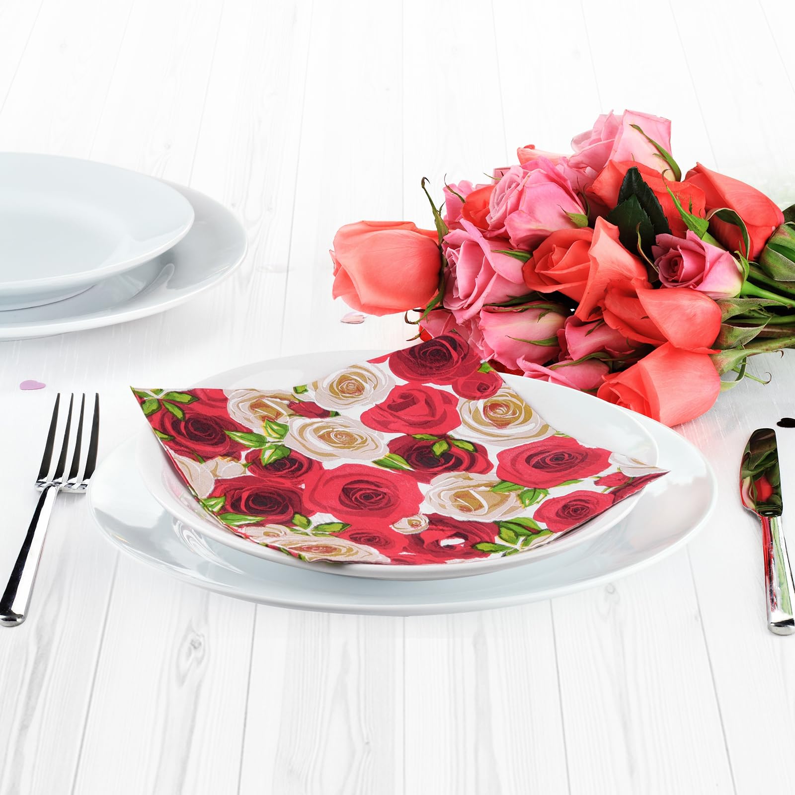 Set Stoviglie San Valentino 69 Pezzi: Piatti, Bicchieri E Tovaglia Con Cuori Rossi Per Festa A Tema