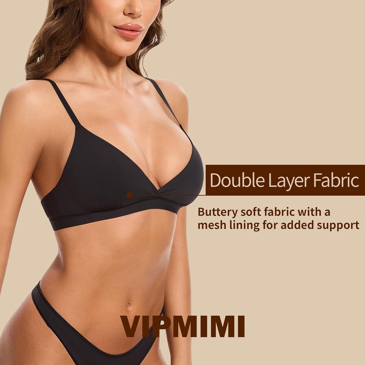 Women's Triangle Bralette Plunge Unlined Seamless Bra No Underwire Sexy Comfortable T-Shirt Everyday Bra - Image 2