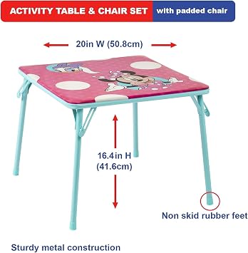 Jakks Pacific Minnie Jr Activity Table Set with One Chairs ,Teal and Red