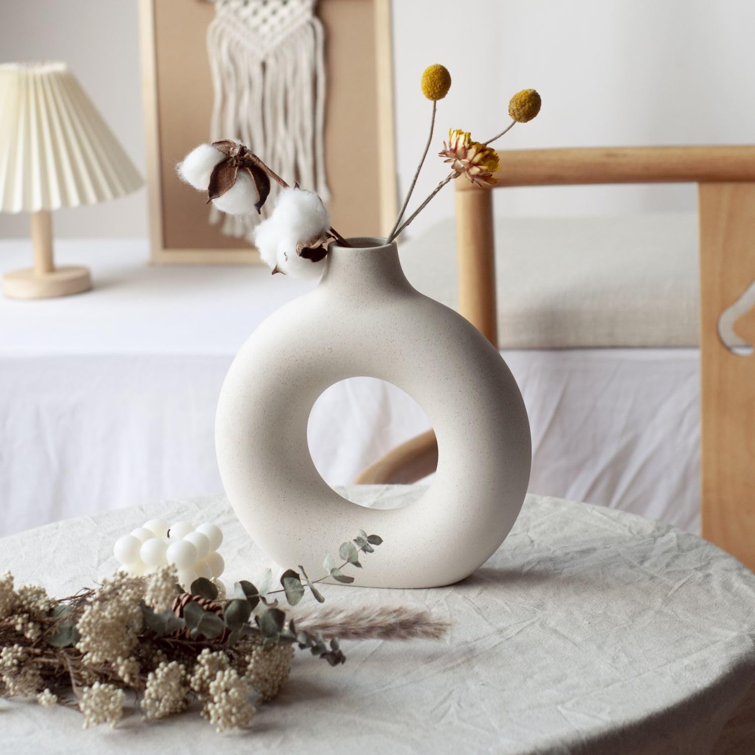 Cemabt Vazen voor pampasgras, creatieve vaas voor modern interieur